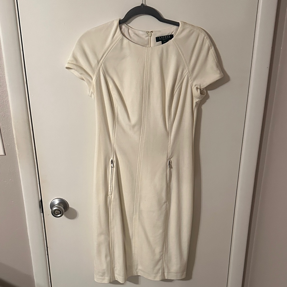 Lauren Ralph Lauren Cream Short Sleeve Midi Dress